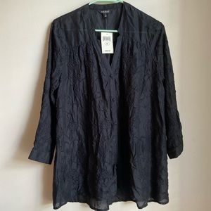 NWT Lucky Brand Black Darcey Embroidered Top M